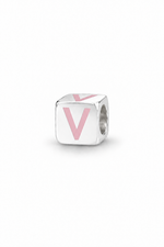 My Little Angel Babylinks Pink Letter V sterling silver bead charm