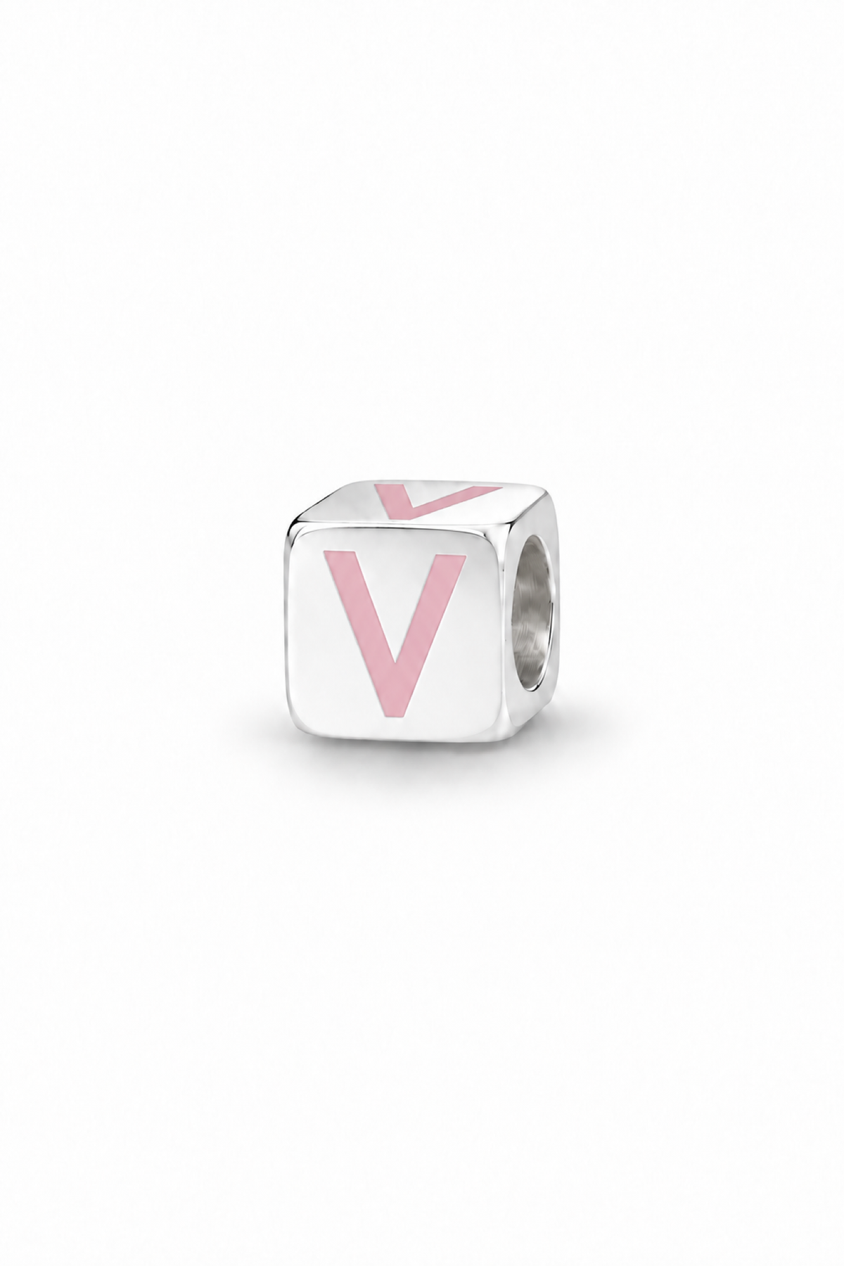 My Little Angel Babylinks Pink Letter V sterling silver bead charm
