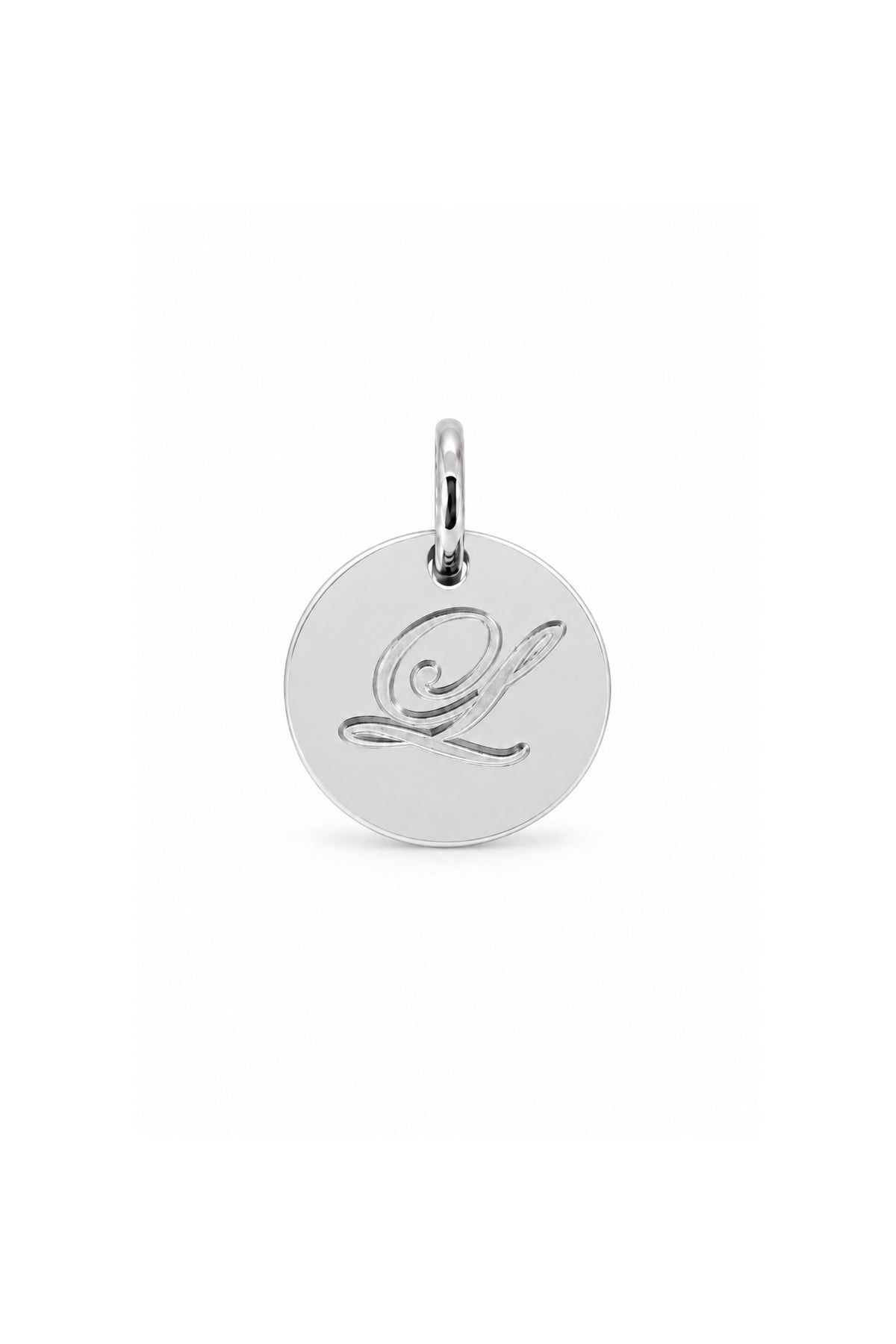Personalised Solid 9ct White Gold 12mm Circle Pendant
