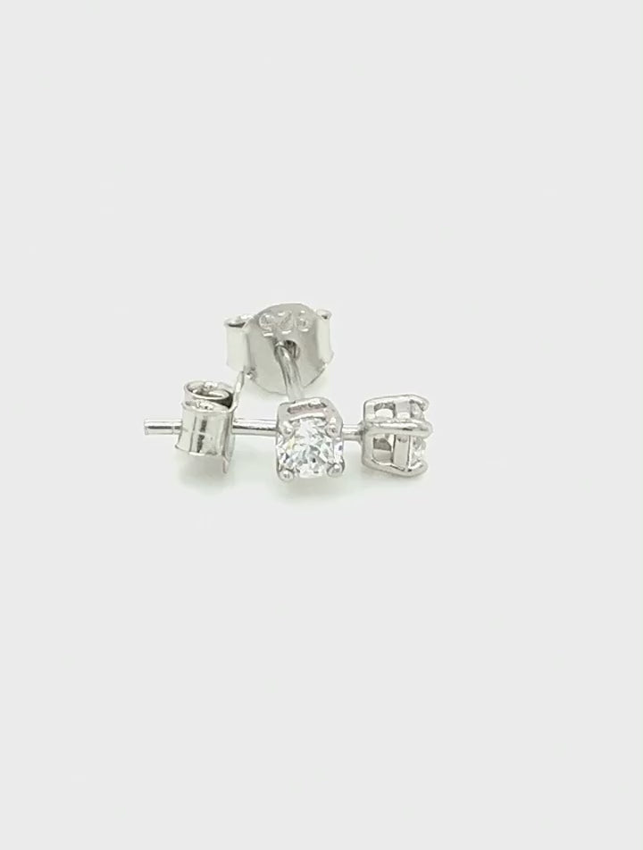 Sterling Silver 3mm Cz Stud Earrings