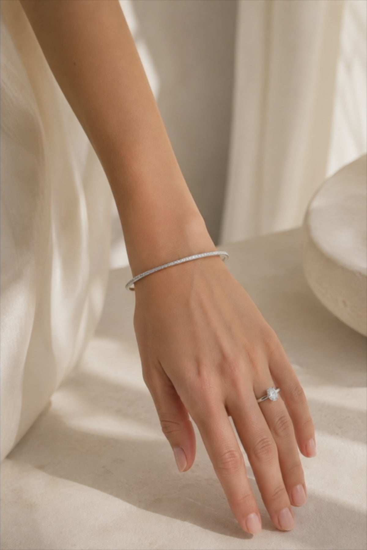 CZ Cubic Zirconia Tennis Bangle in Sterling Silver