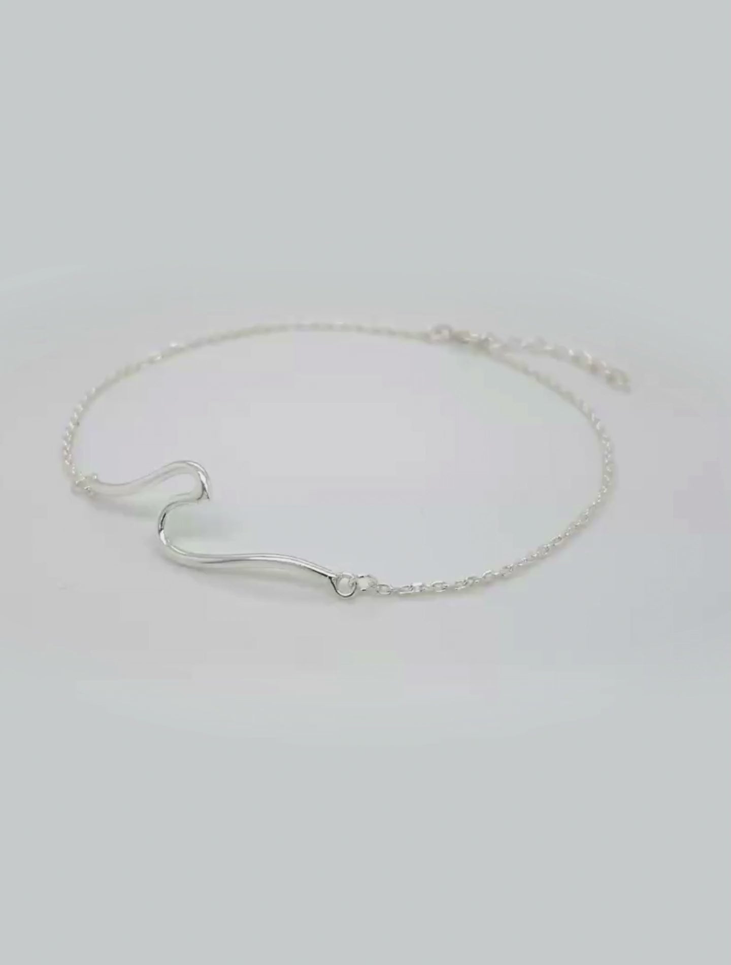 Surf Ocean Wave Love Britty Bracelet in Sterling Silver