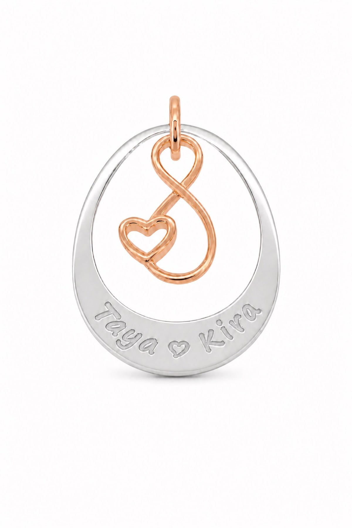 Rose Gold Infinity Oval Pendant - Natural engraving