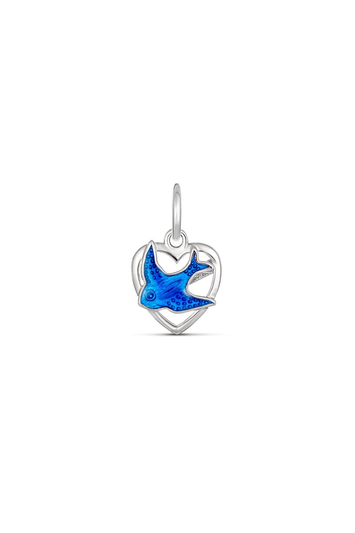Bluebird of Happiness Charm Pendant in Sterling Silver
