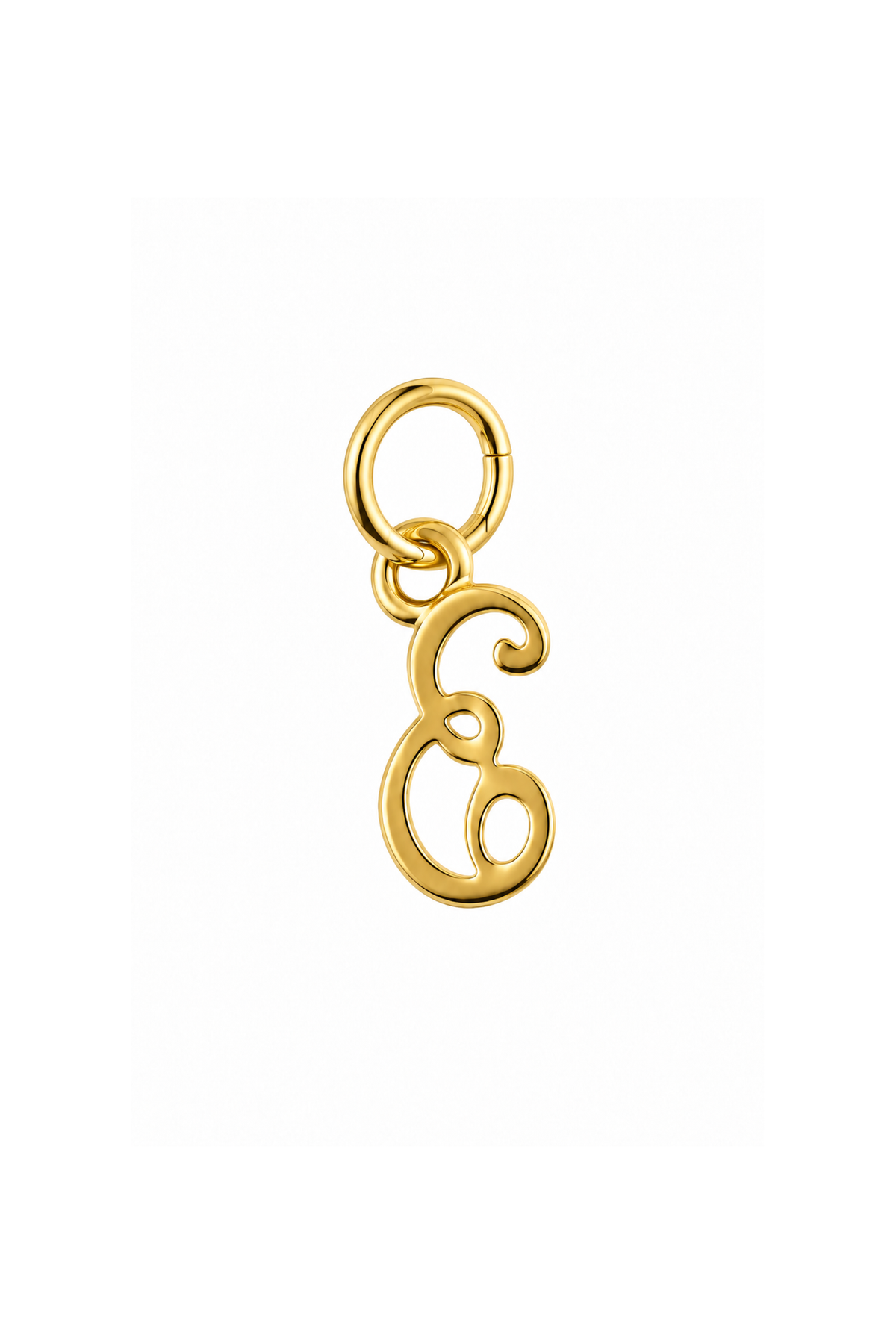 9ct yellow gold small alphabet letter E charm