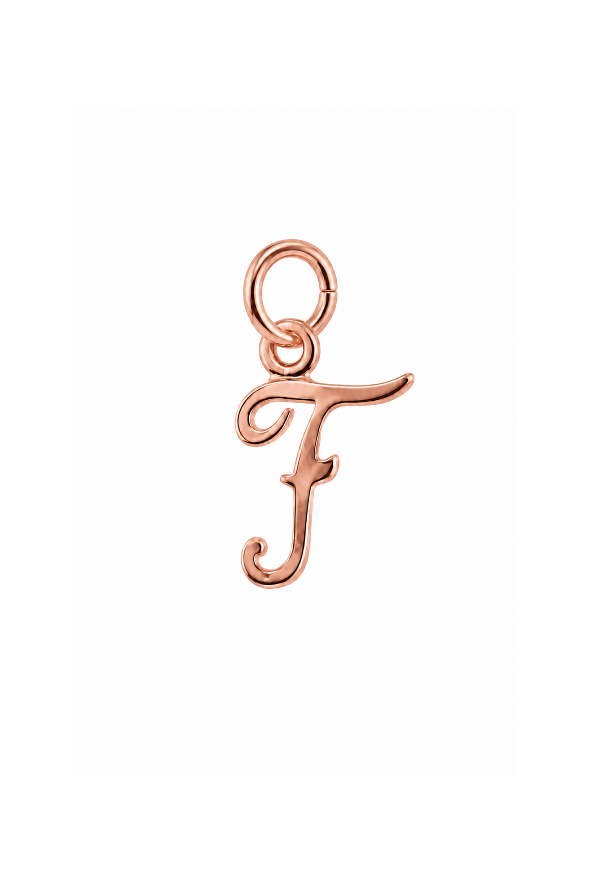 9ct rose gold small alphabet letter F charm