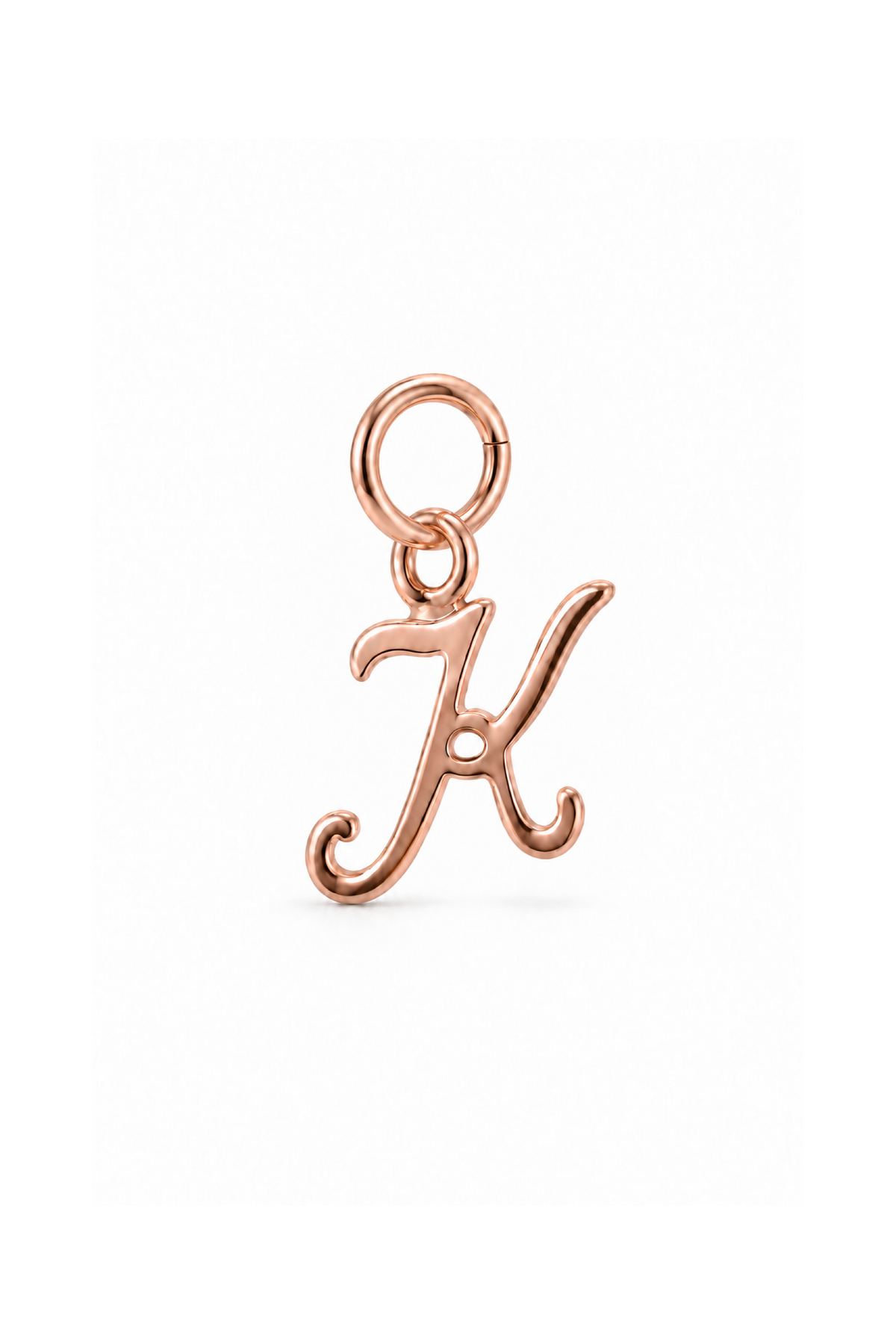 9ct rose gold small alphabet letter K charm
