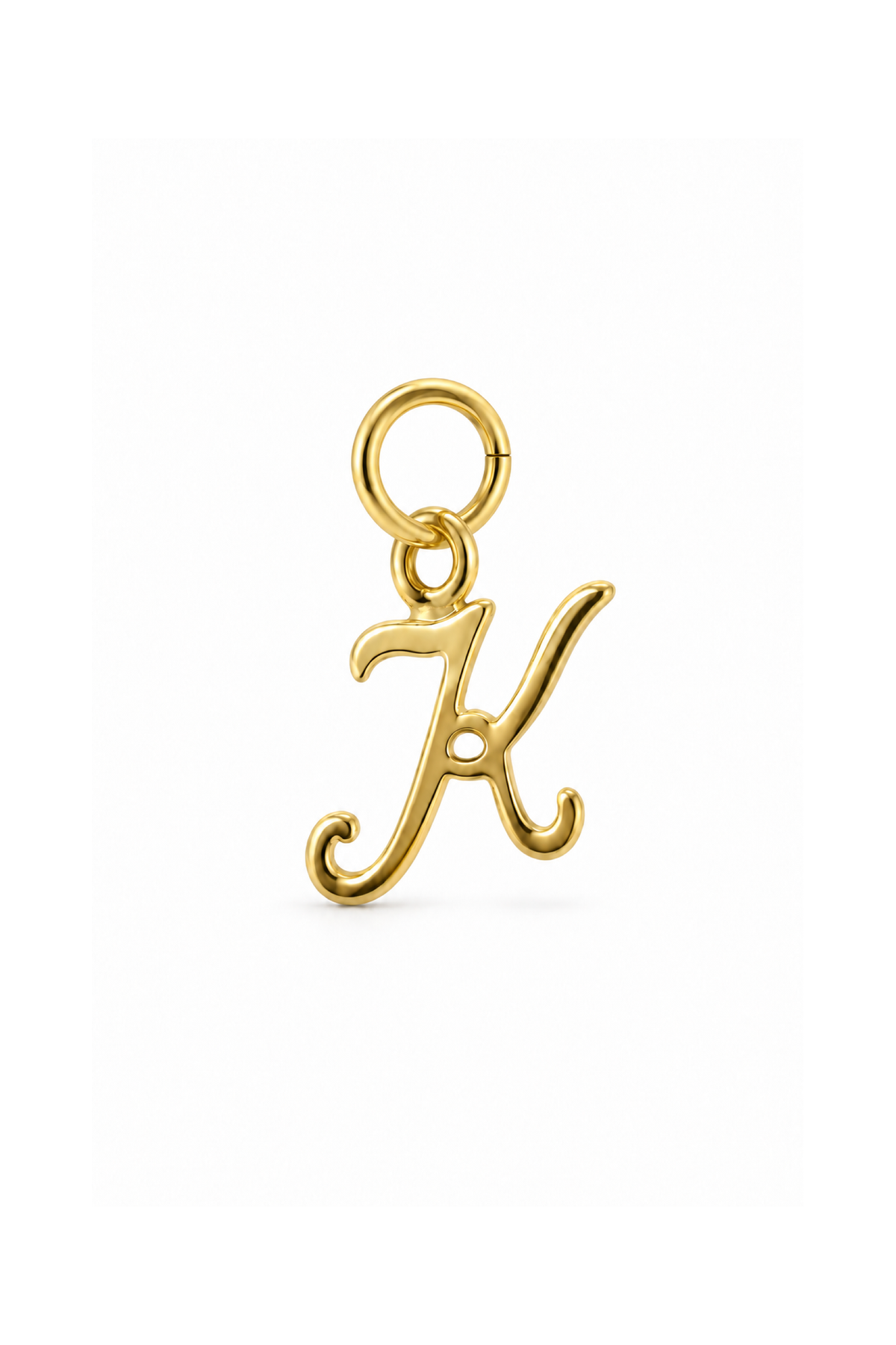 9ct yellow gold small alphabet letter K charm