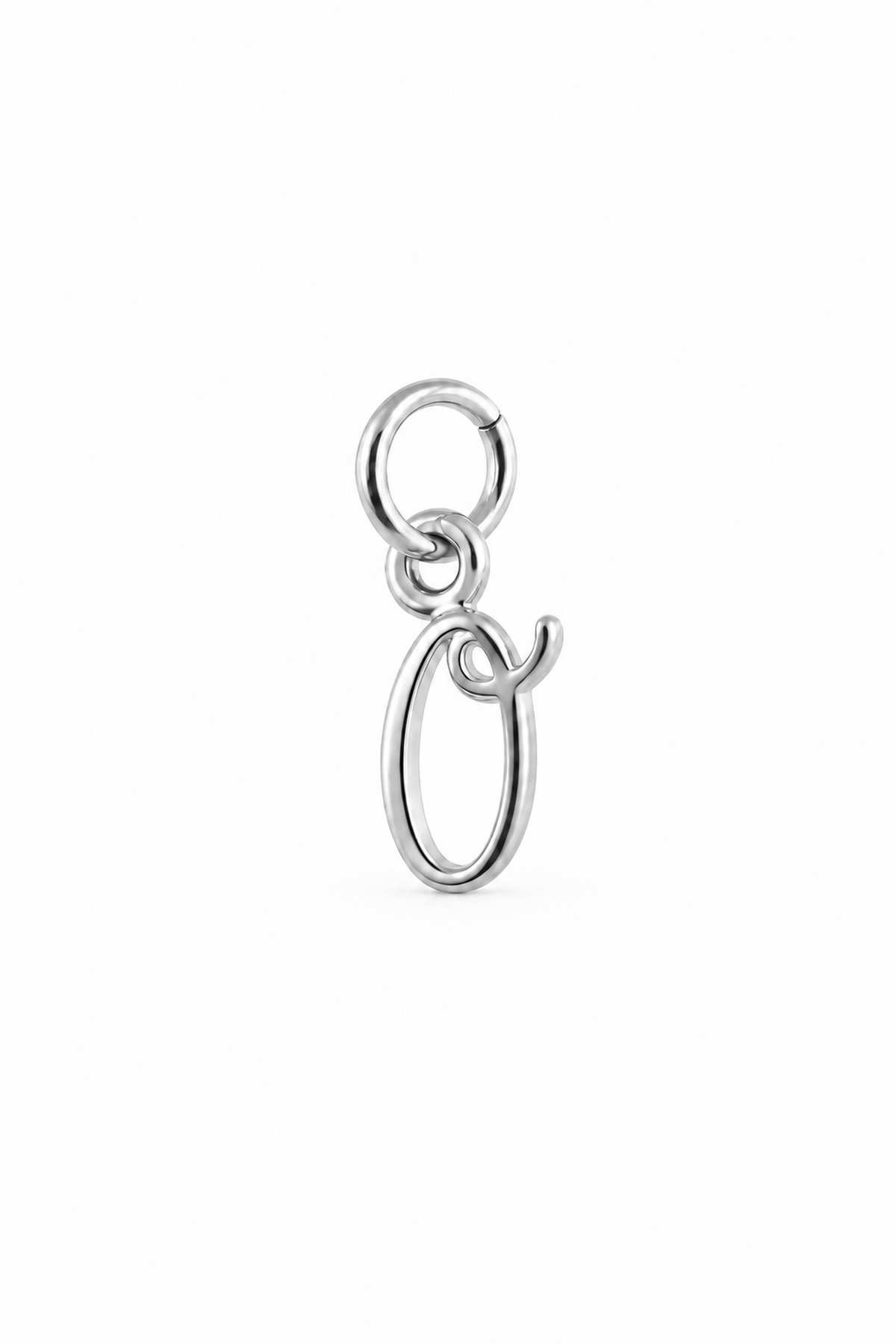 Small alphabet initial O charm in Sterling Silver