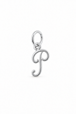 Small alphabet initial P charm in Sterling Silver