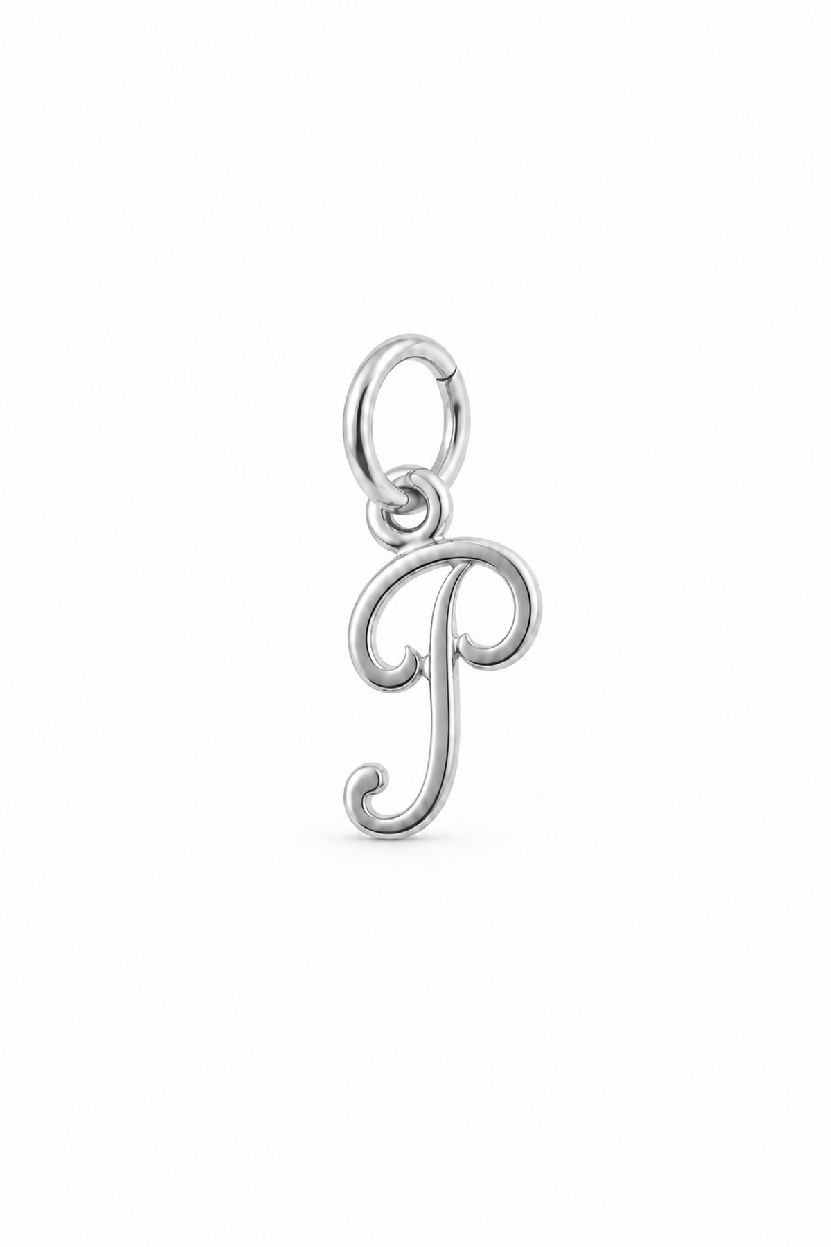 Small alphabet initial P charm in Sterling Silver