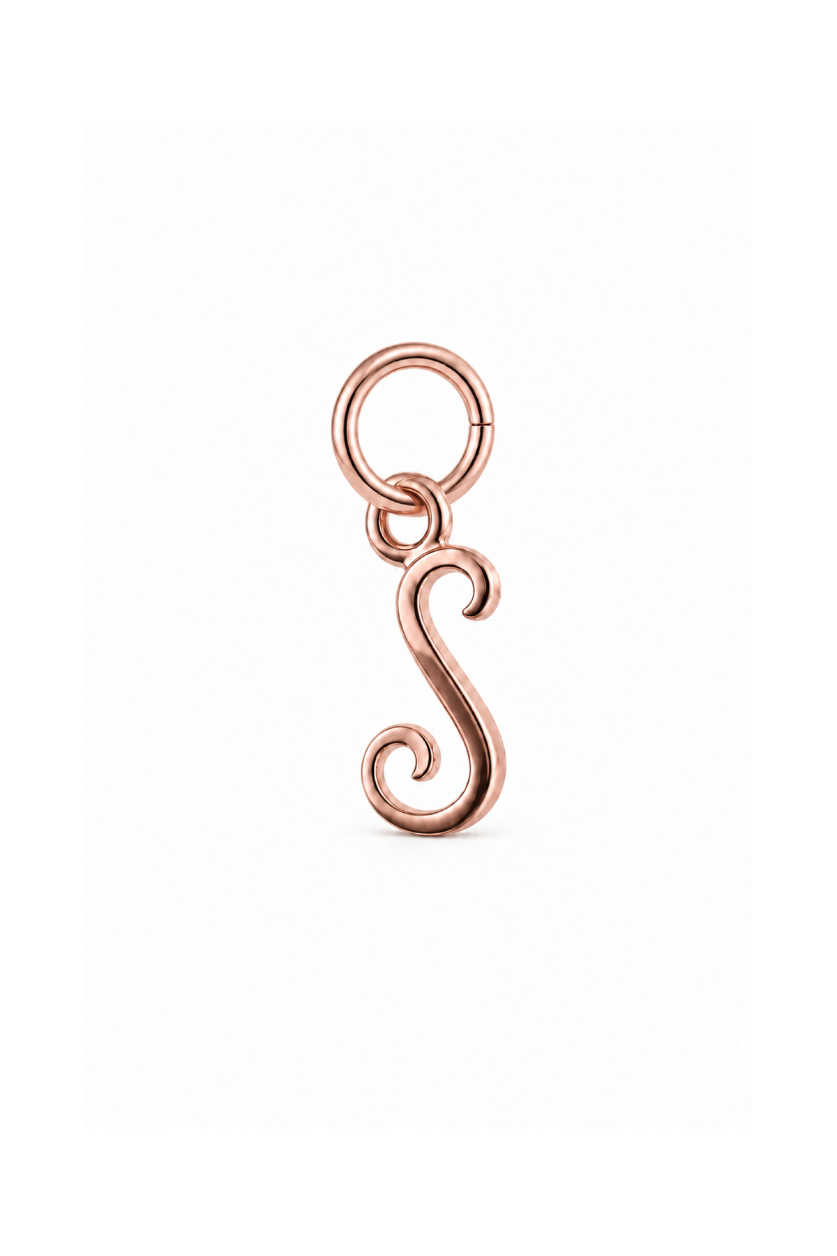 9ct rose gold small alphabet letter S charm