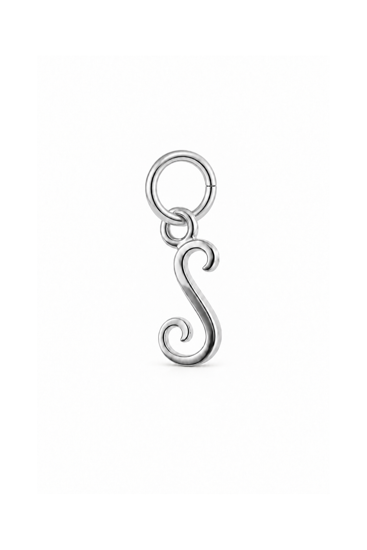 sterling silver small alphabet letter S charm