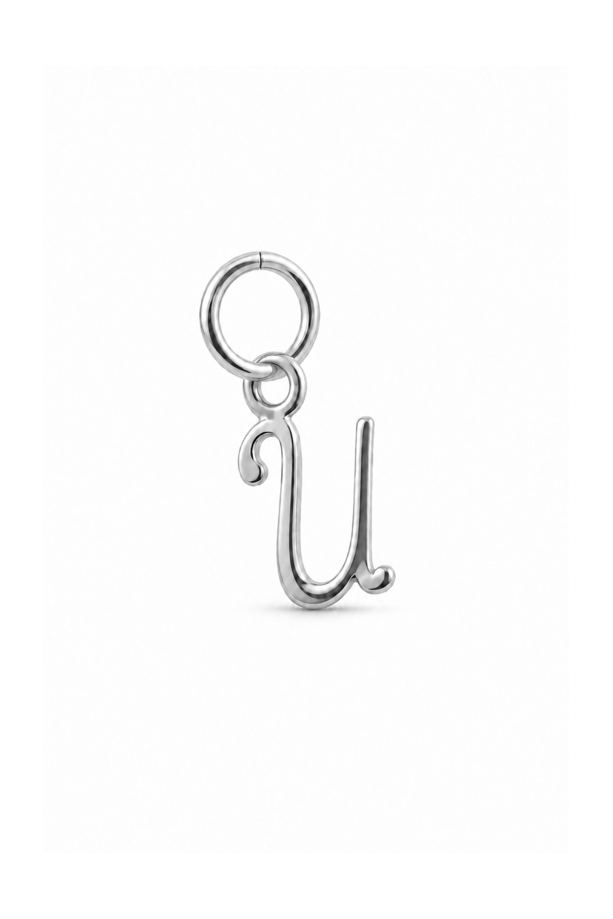 sterling silver small alphabet letter U charm