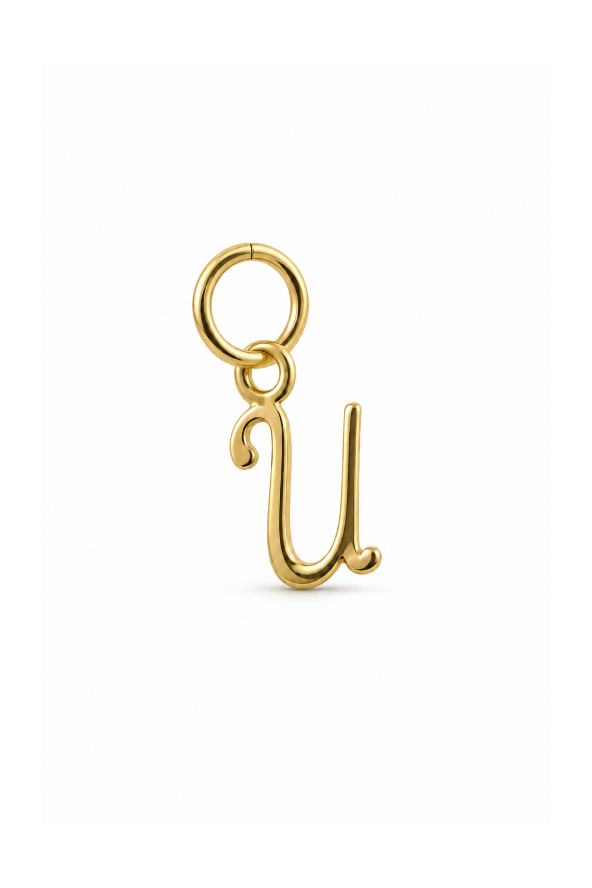 9ct yellow gold small alphabet letter U charm
