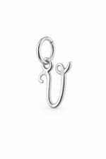 sterling silver small alphabet letter V charm