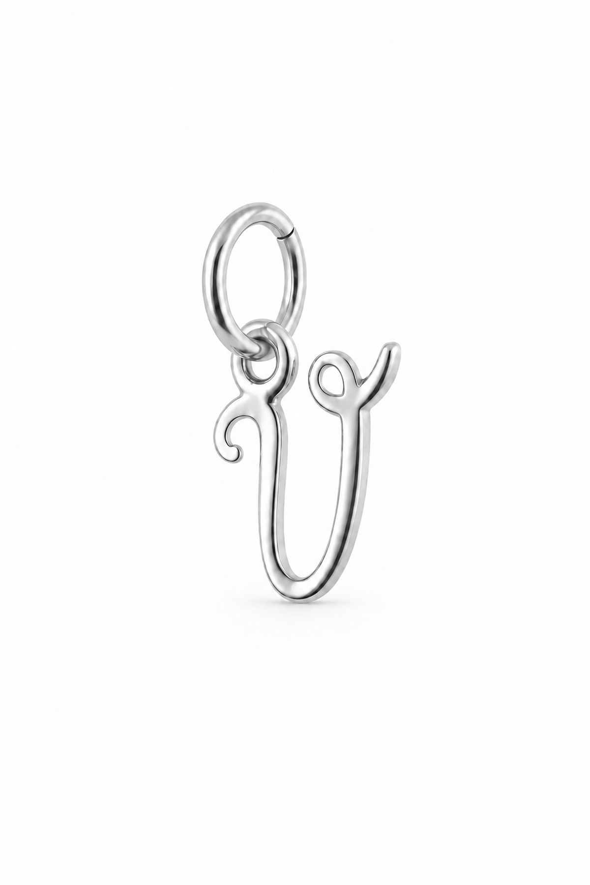 sterling silver small alphabet letter V charm