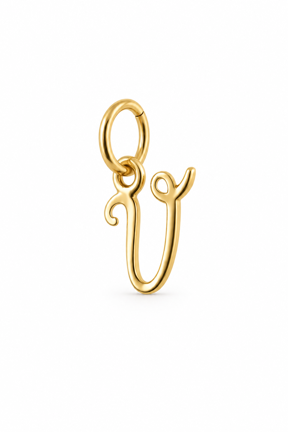 9ct yellow gold small alphabet letter V charm