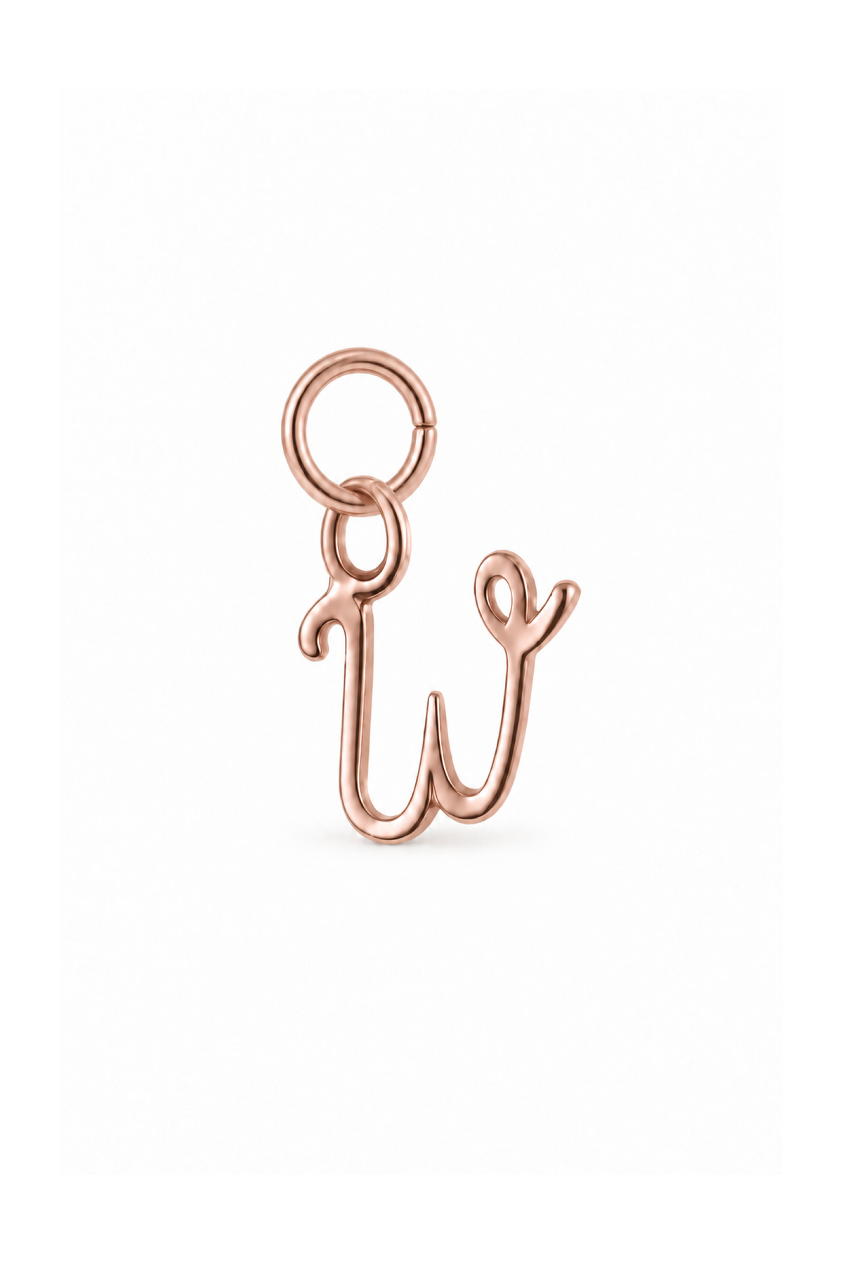 9ct rose gold small alphabet letter W charm