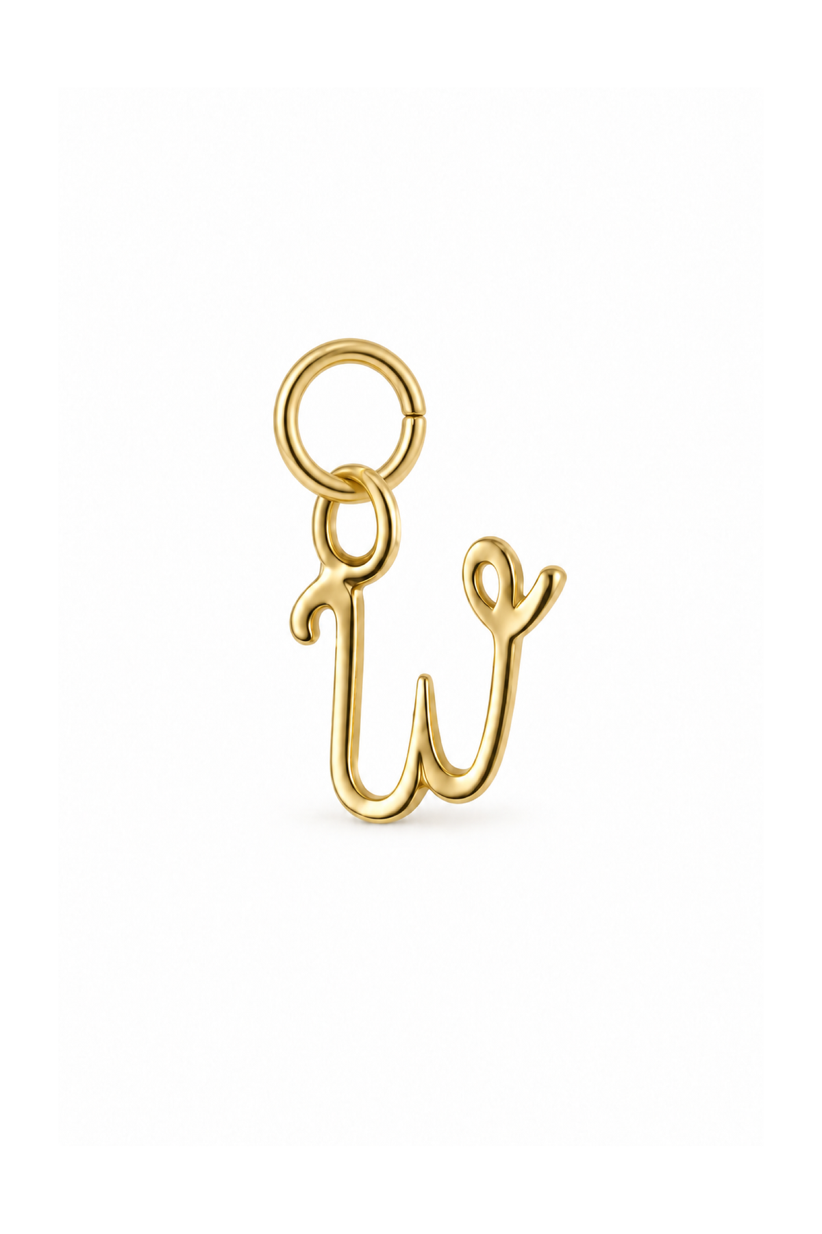 9ct yellow gold small alphabet letter W charm