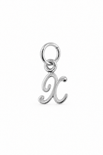 Small alphabet initial X charm in Sterling Silver