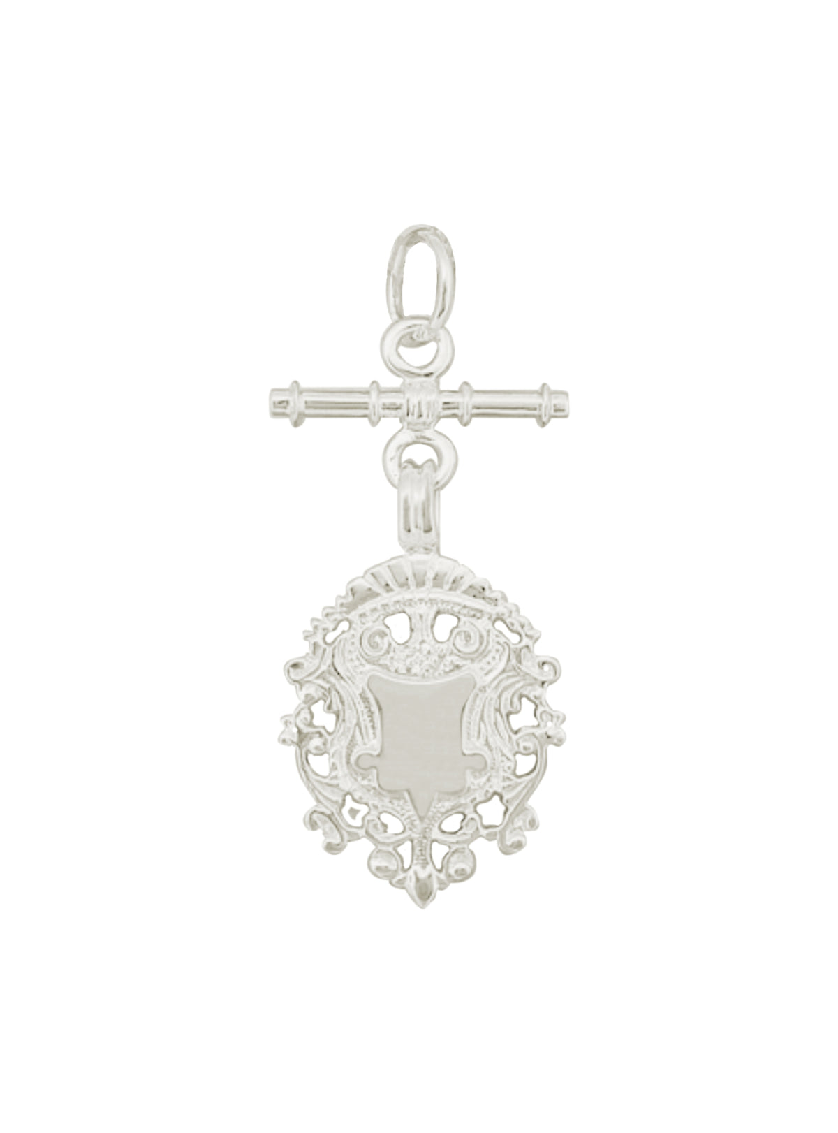 Sterling Silver Tbar Fob Unisex Shield Charm Pendant