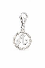 Sterling Silver 12mm Alphabet Initial Charm Letter A with 9mm Parrot Clasp