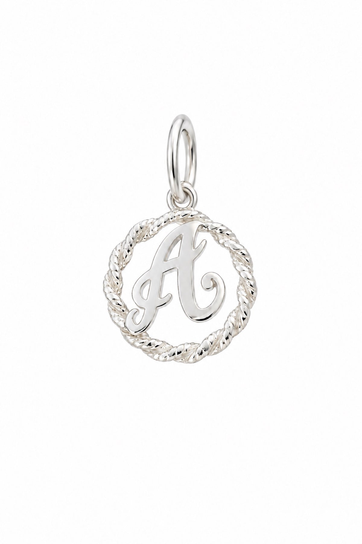 Sterling Silver 12mm Alphabet Initial Charm Letter A with Jump Ring