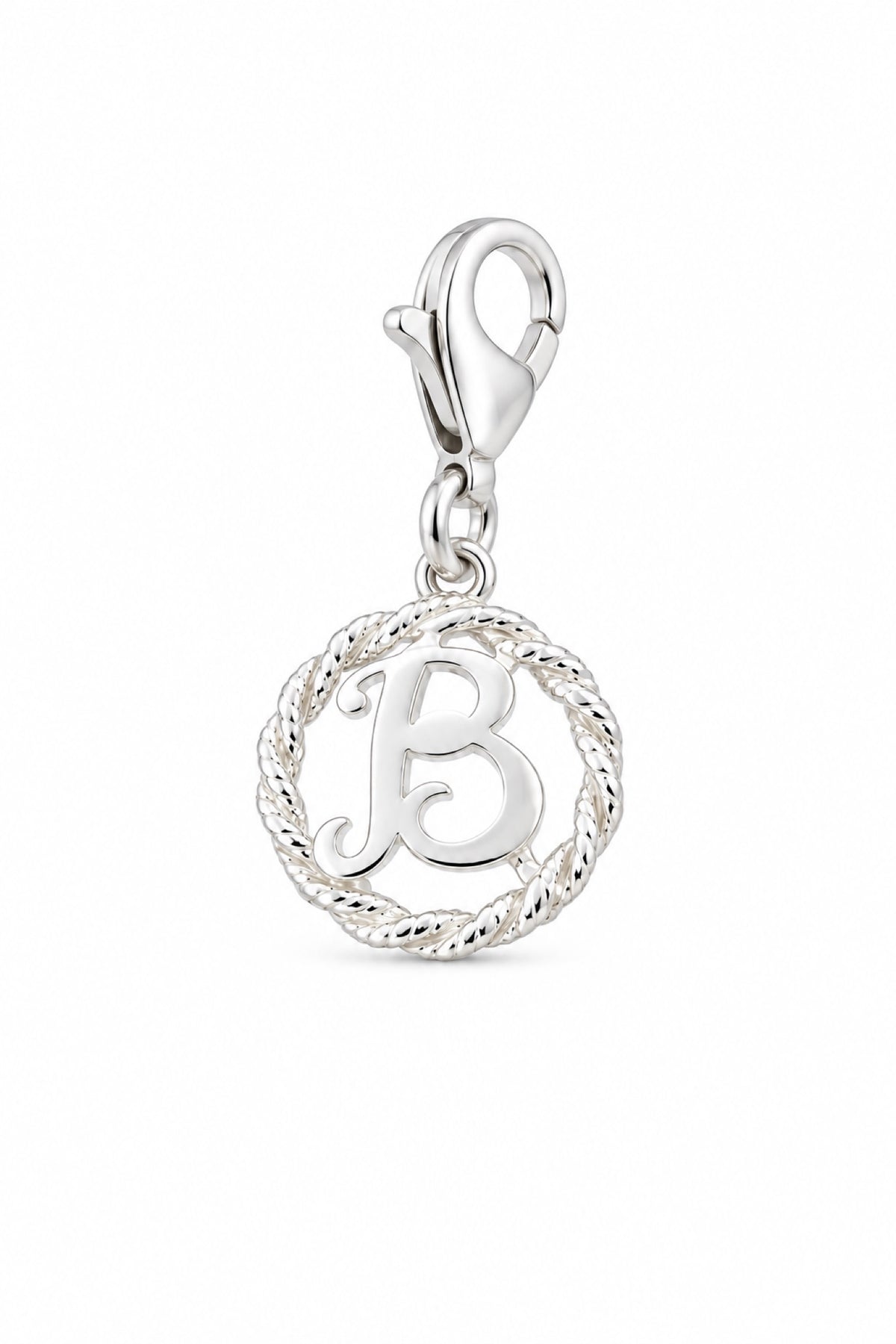 Sterling Silver 12mm Alphabet Initial Charm Letter B with 9mm Parrot Clasp