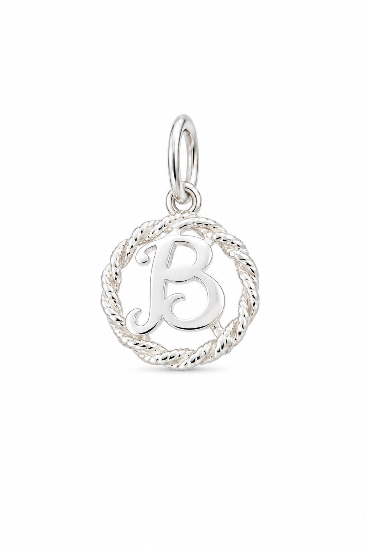 Sterling Silver 12mm Alphabet Initial Charm Letter B with Jump Ring
