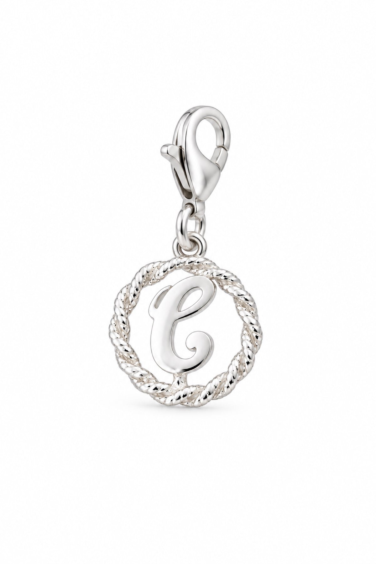 Sterling Silver 12mm Alphabet Initial Charm Letter C with 9mm Parrot Clasp
