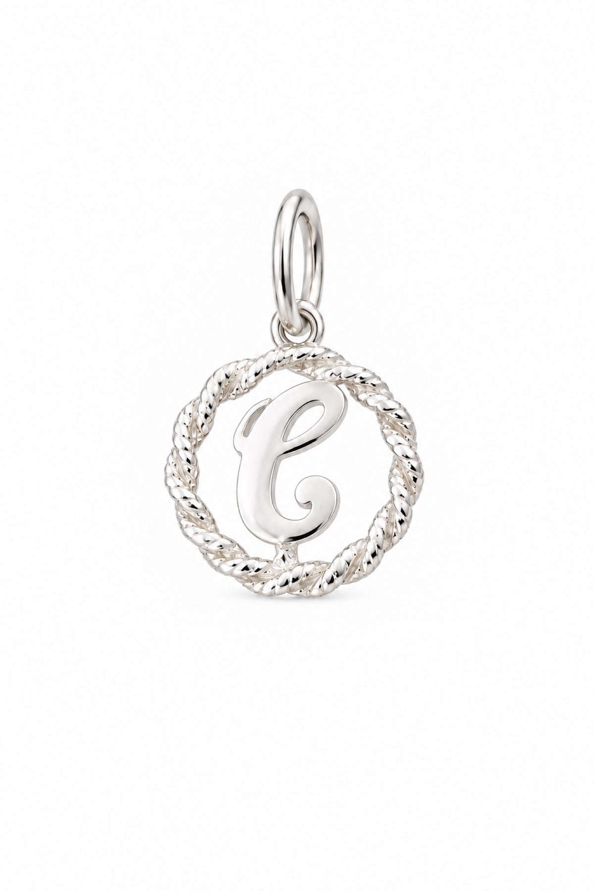 Sterling Silver 12mm Alphabet Initial Charm Letter C with Jump Ring