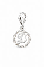 Sterling Silver 12mm Alphabet Initial Charm Letter D with 9mm Parrot Clasp