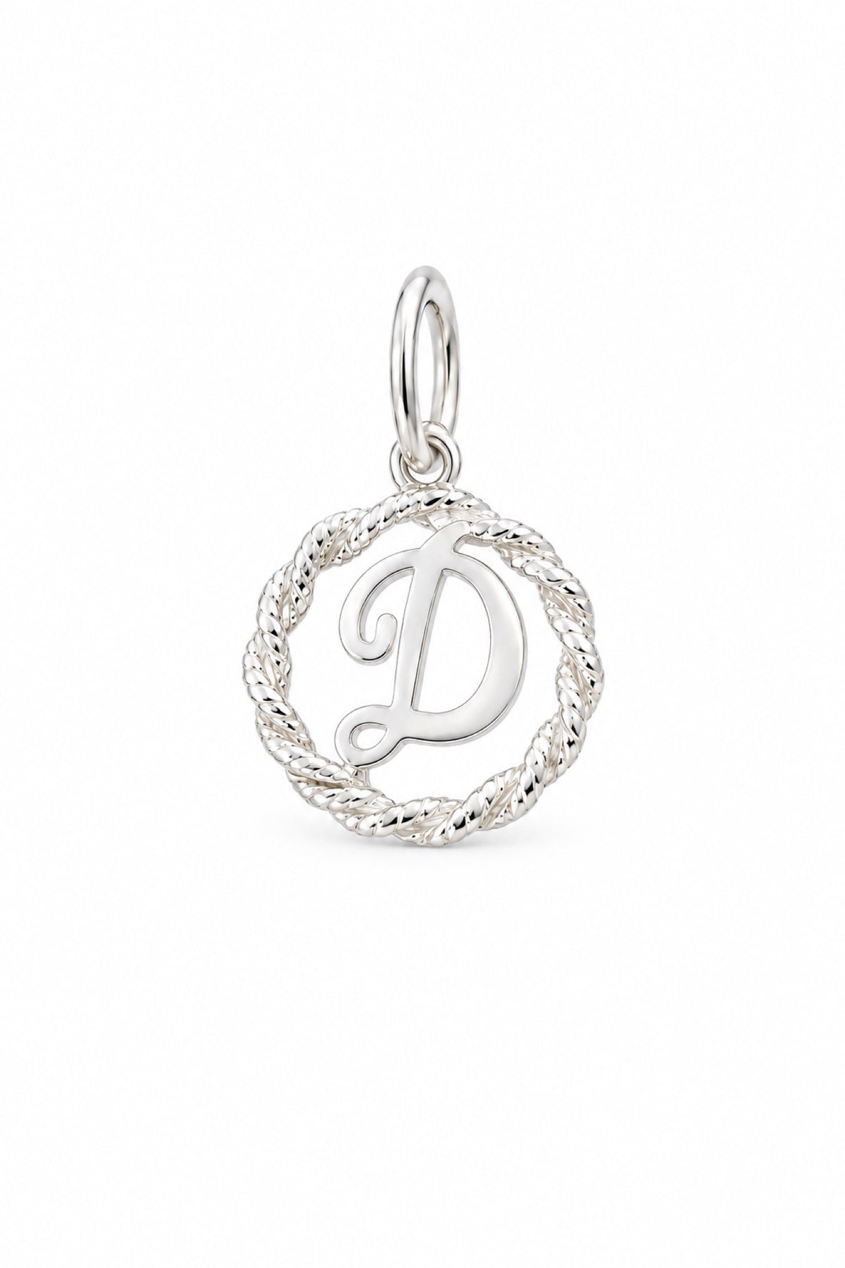Sterling Silver 12mm Alphabet Initial Charm Letter D with Jump Ring