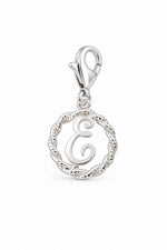 Sterling Silver 12mm Alphabet Initial Charm Letter E with 9mm Parrot Clasp