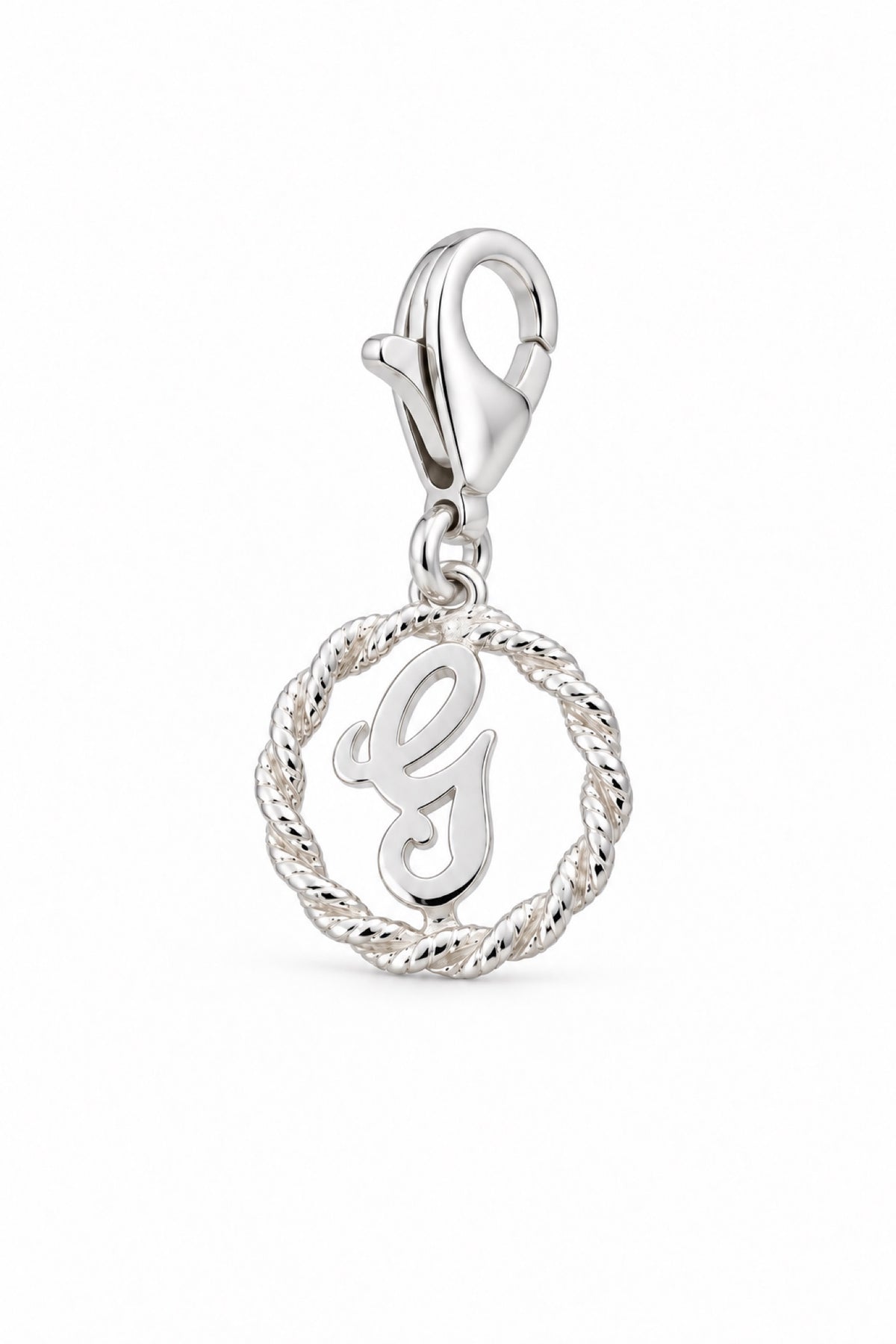 Sterling Silver 12mm Alphabet Initial Charm Letter G with 9mm Parrot Clasp