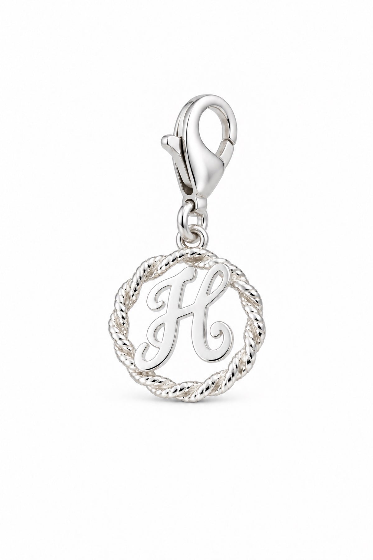 Sterling Silver 12mm Alphabet Initial Charm Letter H with 9mm Parrot Clasp