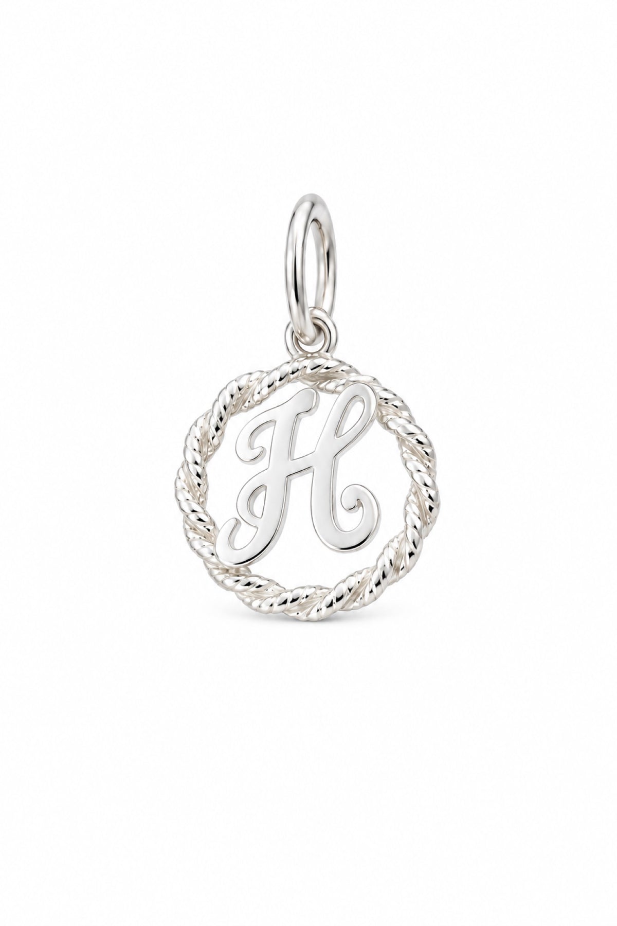 Sterling Silver 12mm Alphabet Initial Charm Letter H with Jump Ring