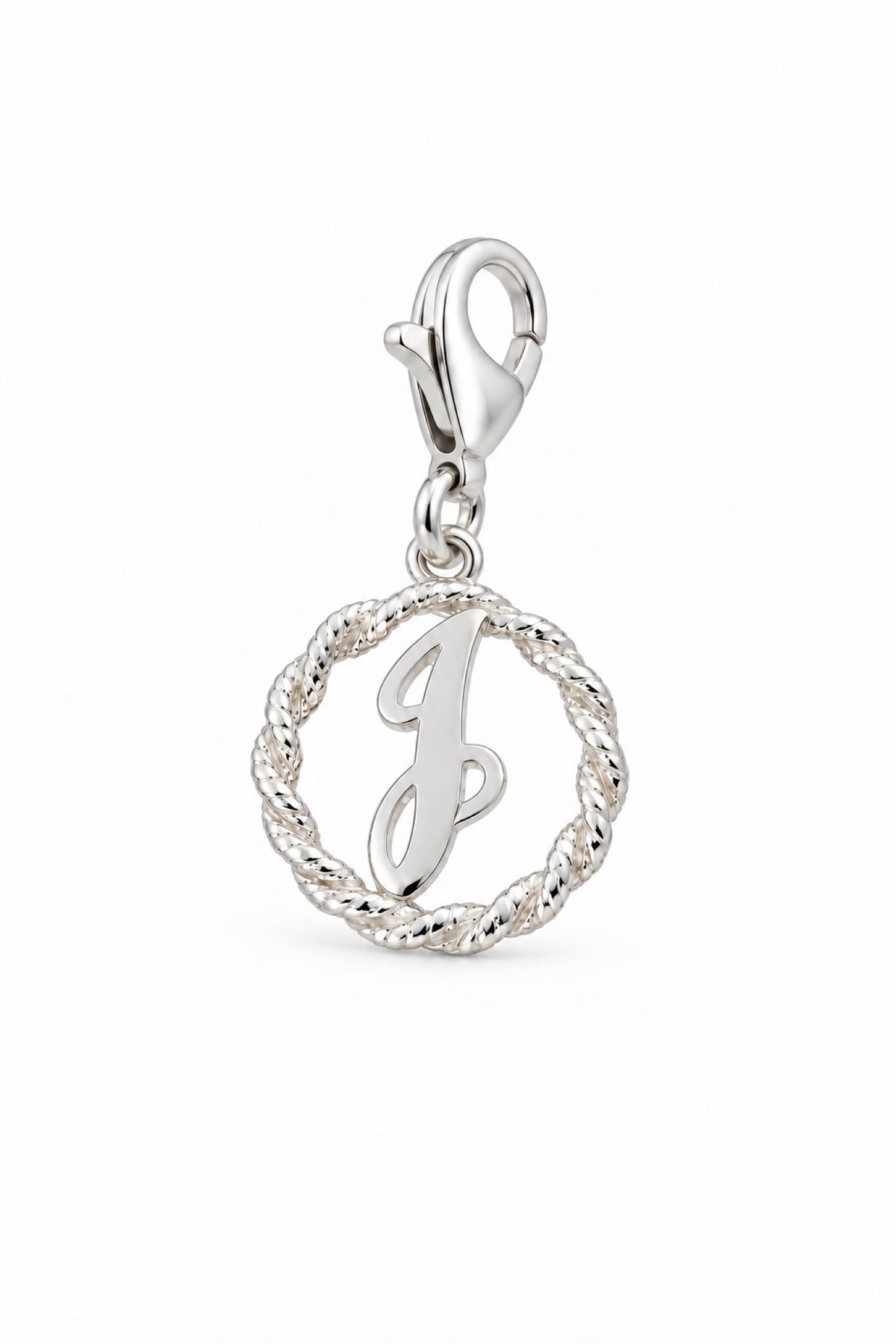 Sterling Silver 12mm Alphabet Initial Charm Letter I with 9mm Parrot Clasp