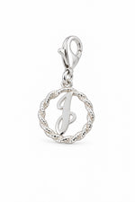 Sterling Silver 12mm Alphabet Initial Charm Letter I with 9mm Parrot Clasp