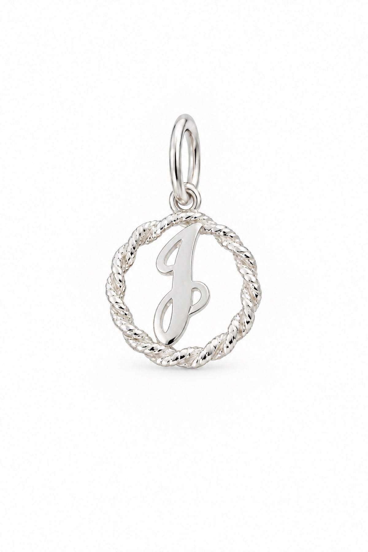 Sterling Silver 12mm Alphabet Initial Charm Letter I with Jump Ring