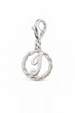 Sterling Silver 12mm Alphabet Initial Charm Letter J with 9mm Parrot Clasp