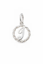 Sterling Silver 12mm Alphabet Initial Charm Letter J with Jump Ring