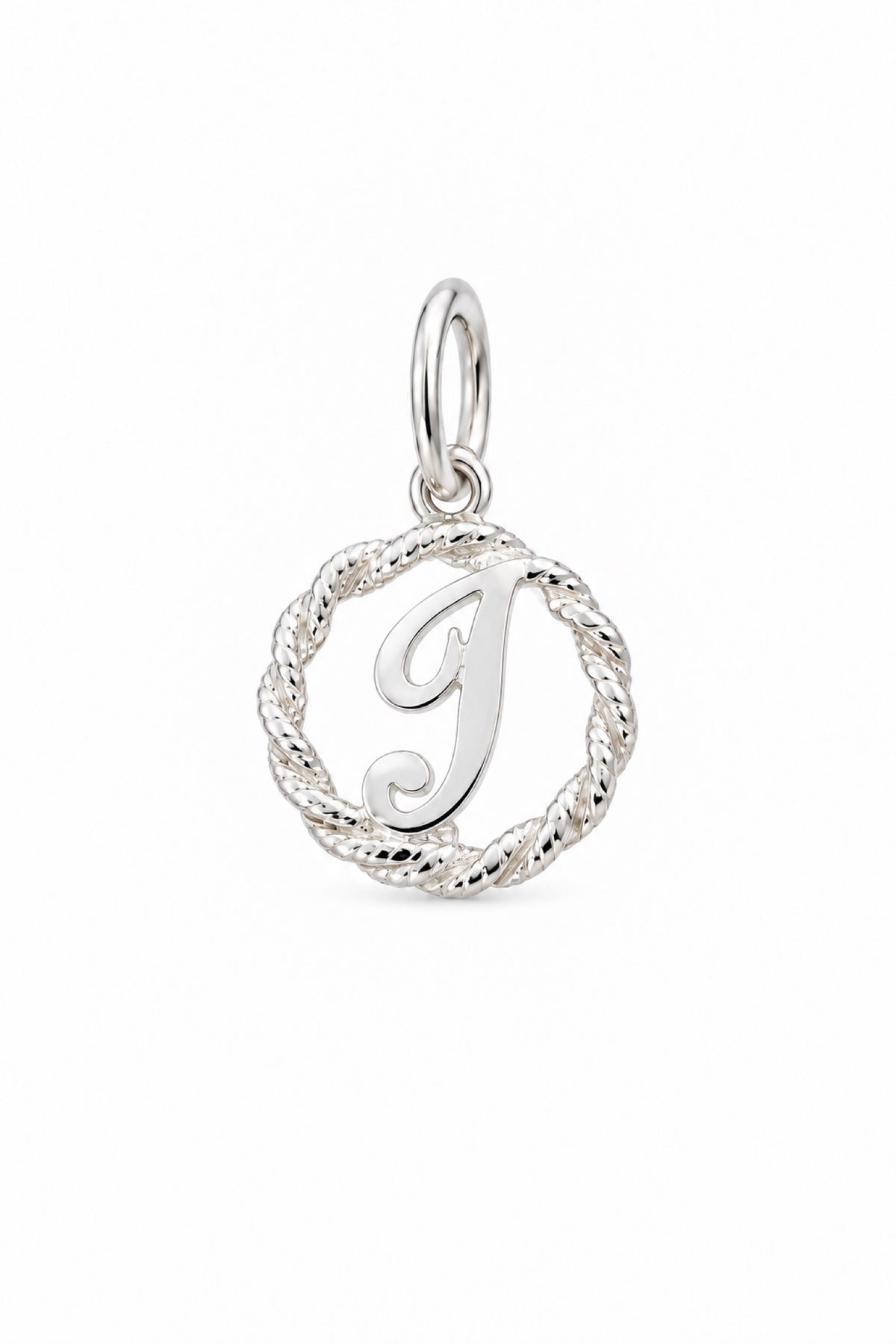 Sterling Silver 12mm Alphabet Initial Charm Letter J with Jump Ring
