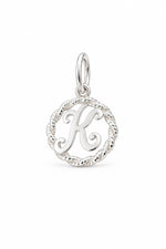 Sterling Silver 12mm Alphabet Initial Charm Letter K with Jump Ring