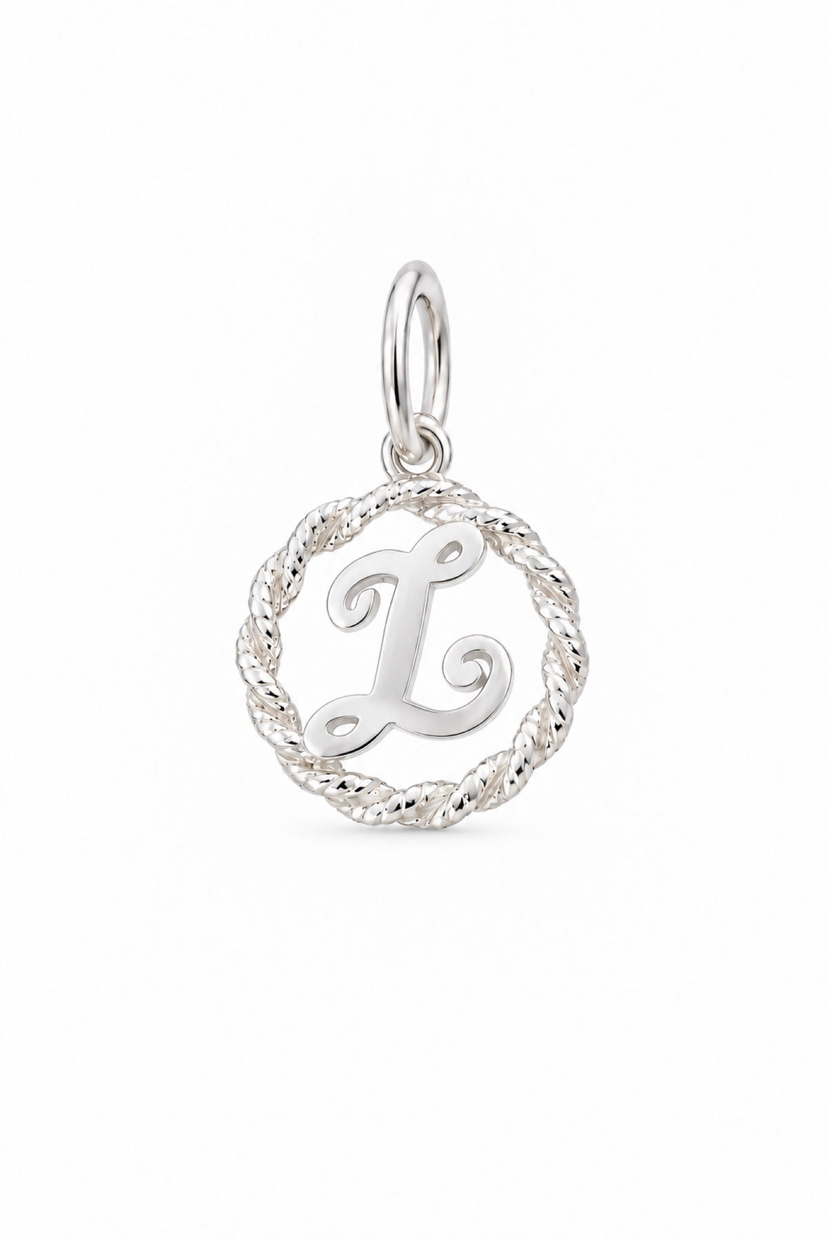 Sterling Silver 12mm Alphabet Initial Charm Letter L with Jump Ring
