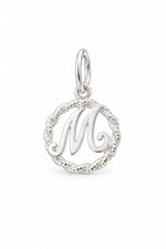 Sterling Silver 12mm Alphabet Initial Charm Letter M with Jump Ring