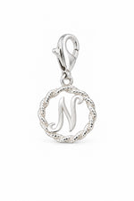 Sterling Silver 12mm Alphabet Initial Charm Letter N with 9mm Parrot Clasp
