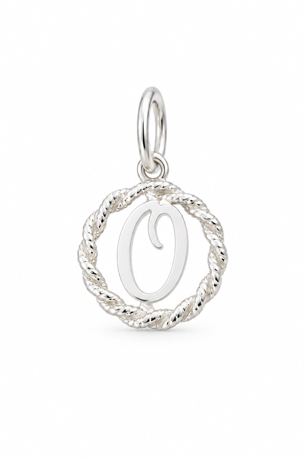 Sterling Silver 12mm Alphabet Initial Charm Letter O with Jump Ring