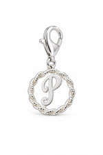 Sterling Silver 12mm Alphabet Initial Charm Letter P with 9mm Parrot Clasp